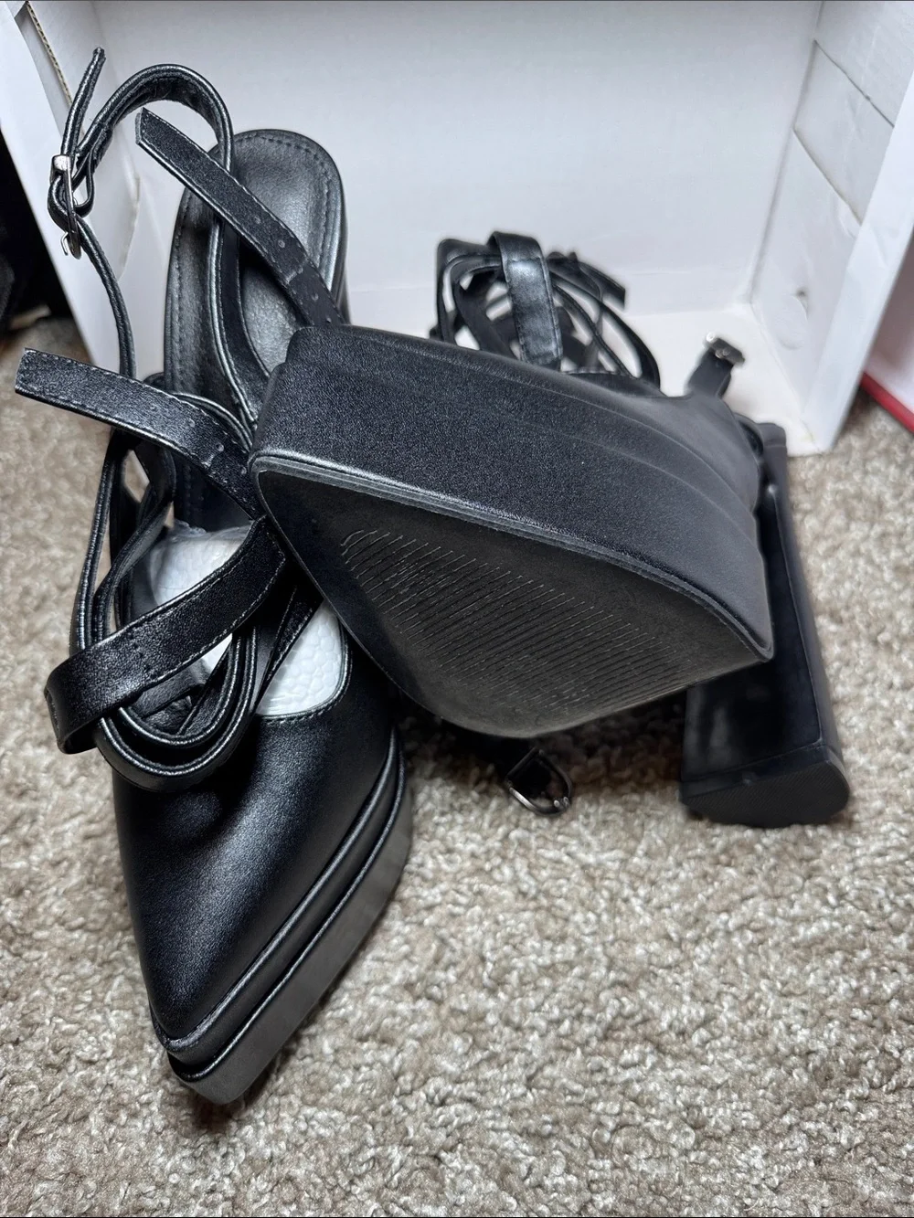 Strappy Platform High Heel Pumps - Black